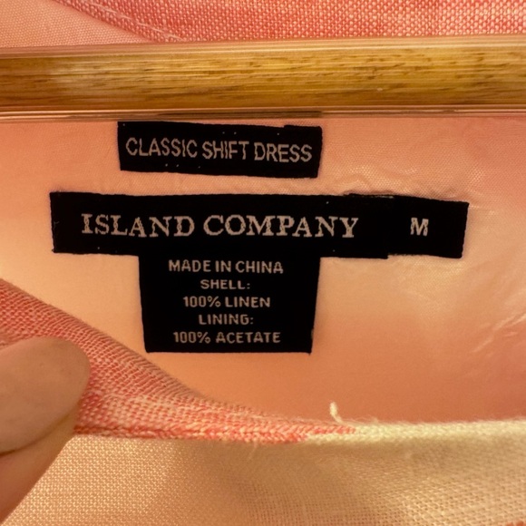 Like new! Island Company Pink and White Linen Shift Dress, sz M - Picture 5 of 8